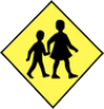 Children Present/Crossing Ahead road sign