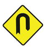 Hair Pin Bend to Right Ahead road sign