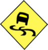Slippery Road Ahead road sign
